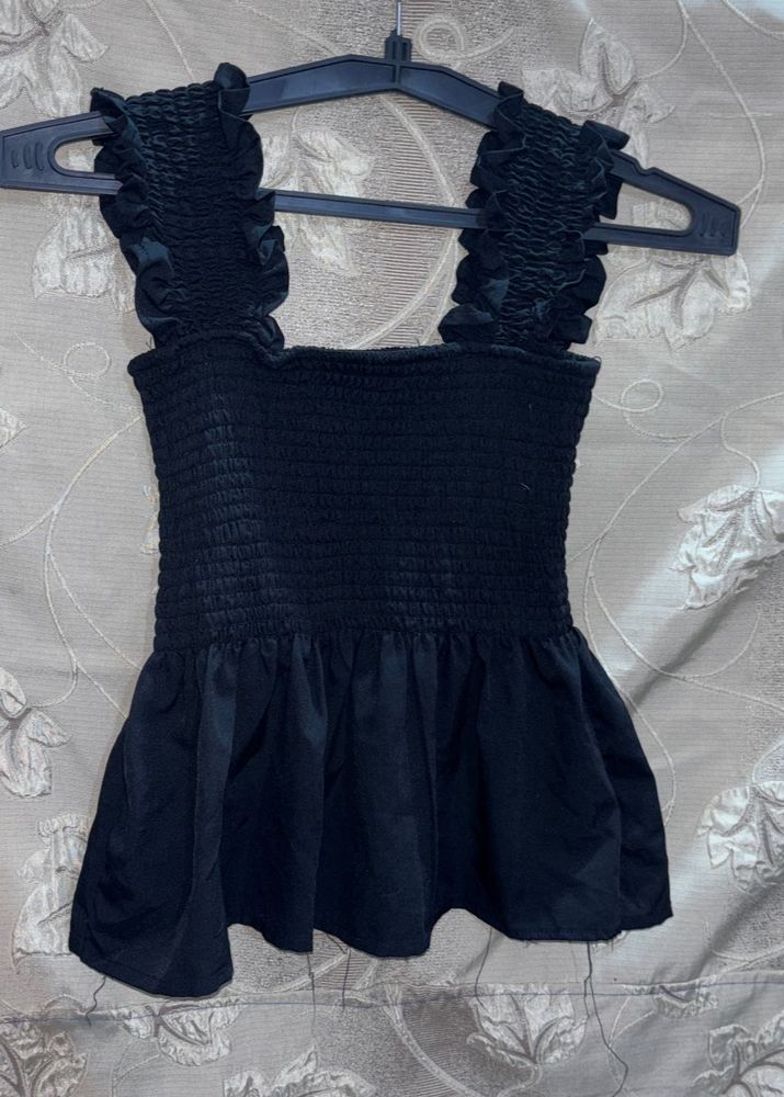 Black Cut Sleeve Top