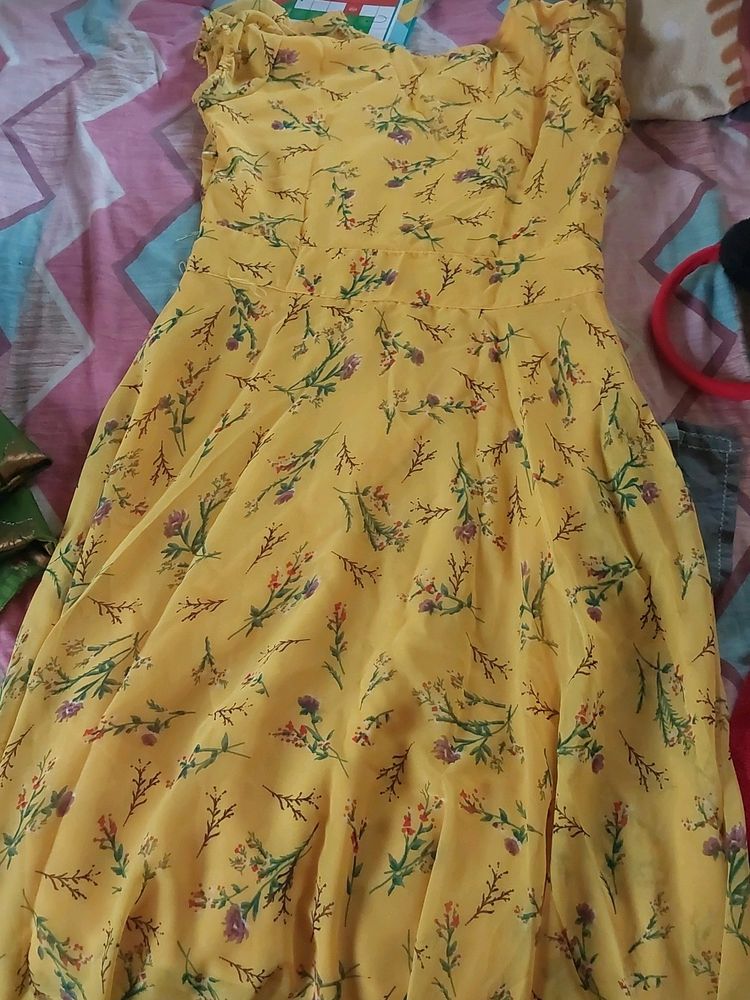 Yellow Color Goun Haldi Ceremony