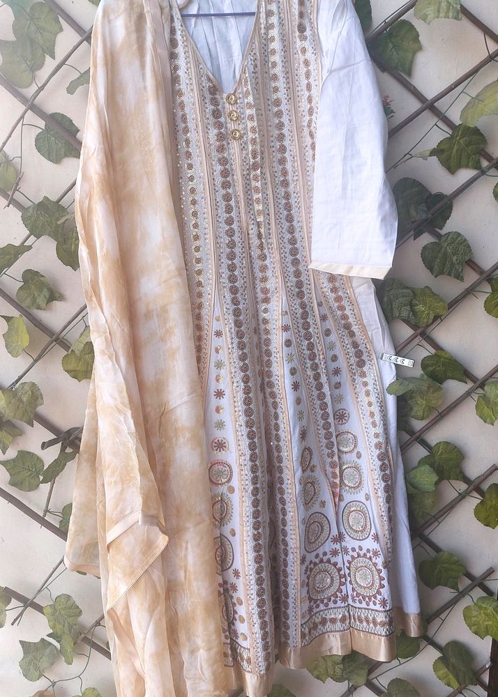 Festive White Anarkali Suit