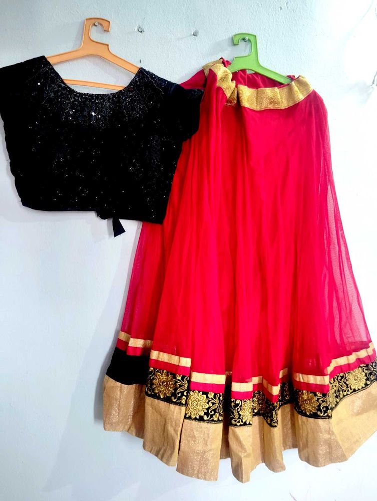 Red &amp; Black Lehenga Choli Set