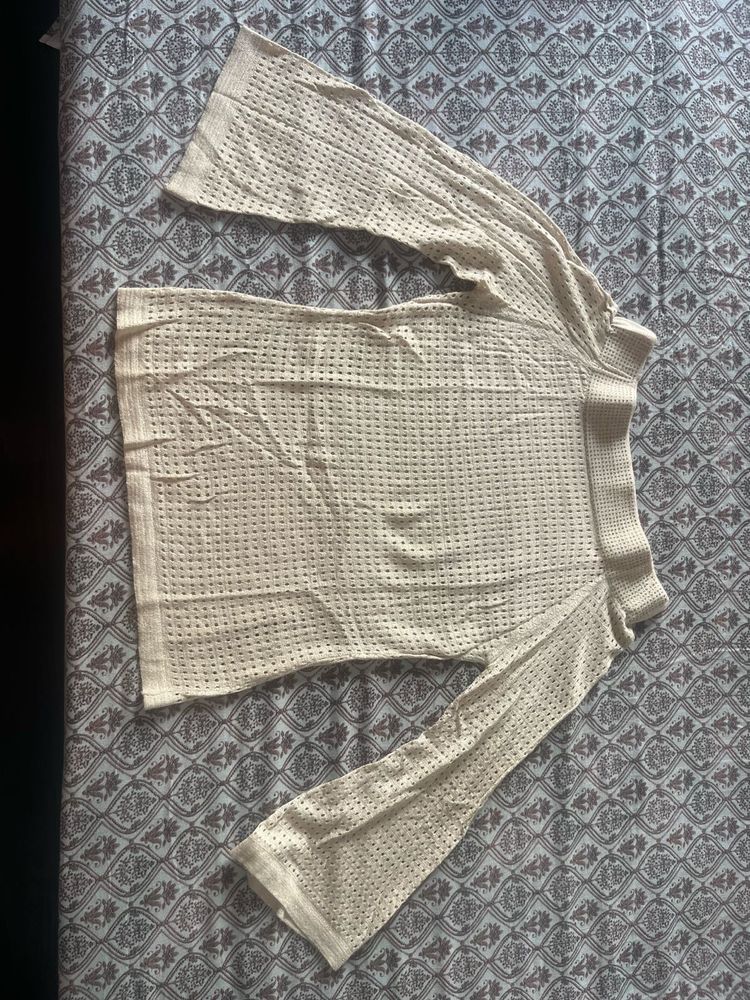Crochet Bell Sleeve Top - Never Worn