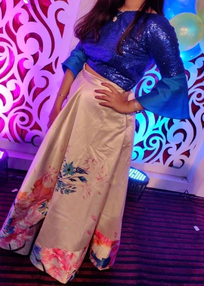 Party Wear Set With  Sequin Blouse And Skirt