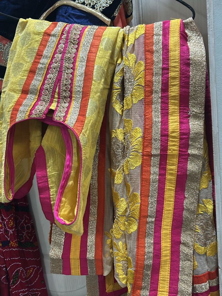 Chander Silk Yellow Beautiful Kurta Set