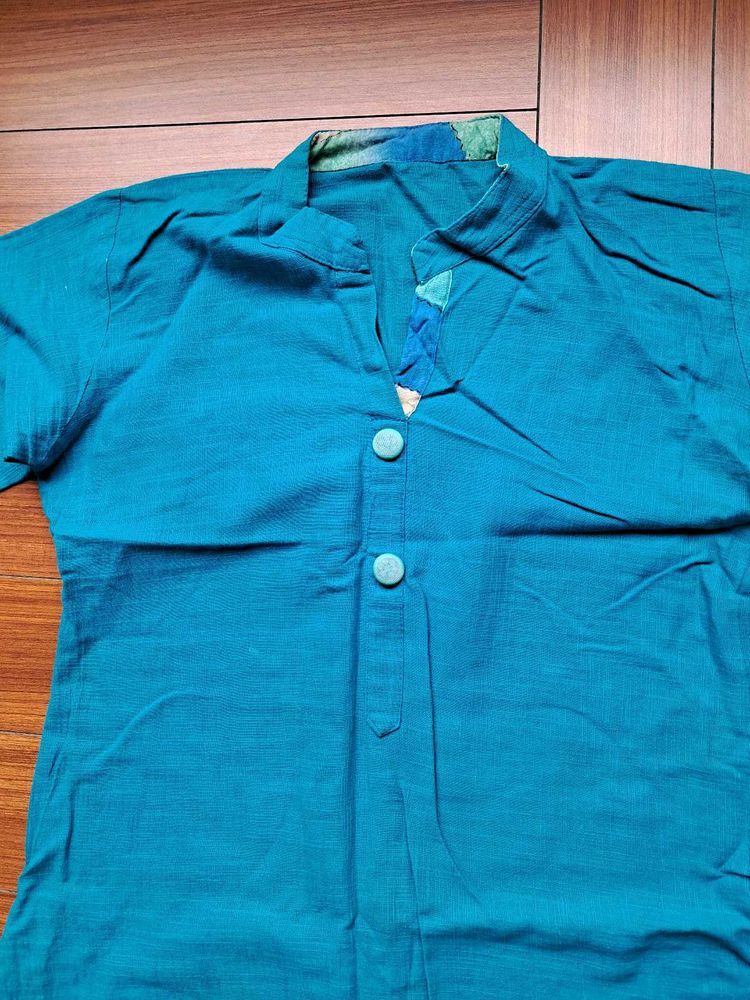 Teal Button-Down  Collared Suit
