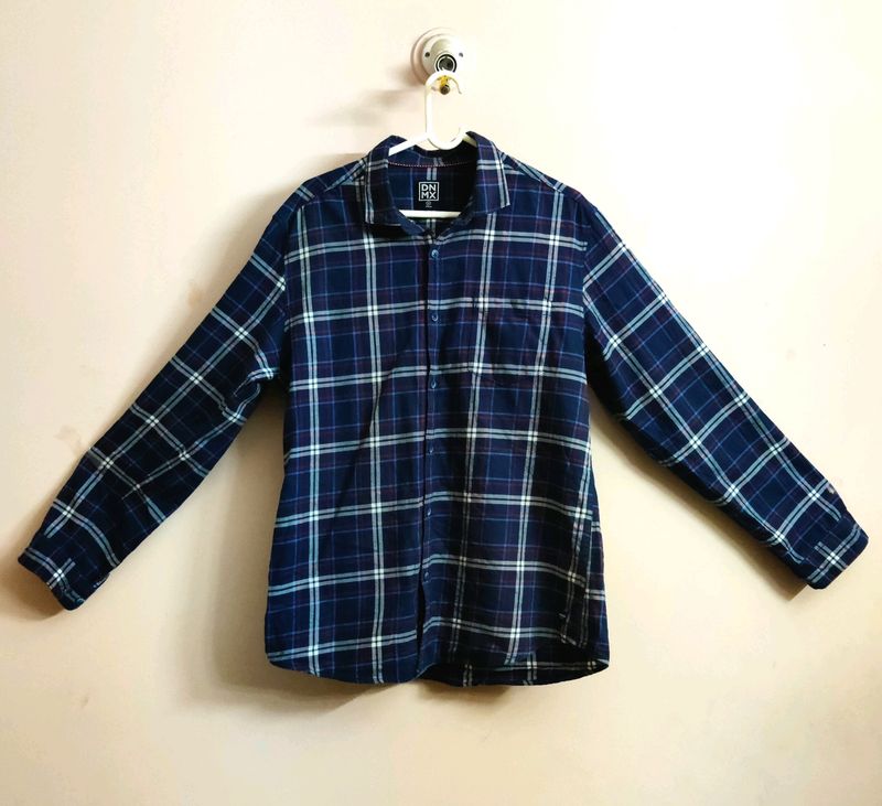 men&#39;s blue chekered shirt