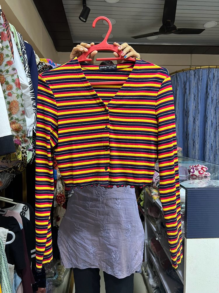 Multi Coloured Shirt Style Top