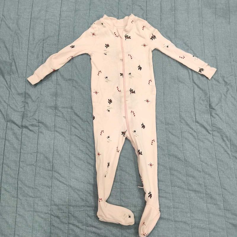 Beautiful Peach Christmas Themed RLE Sleepsuit
