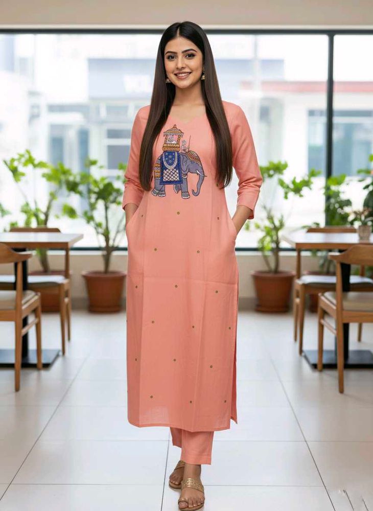 Elegant Peach Kurta Set