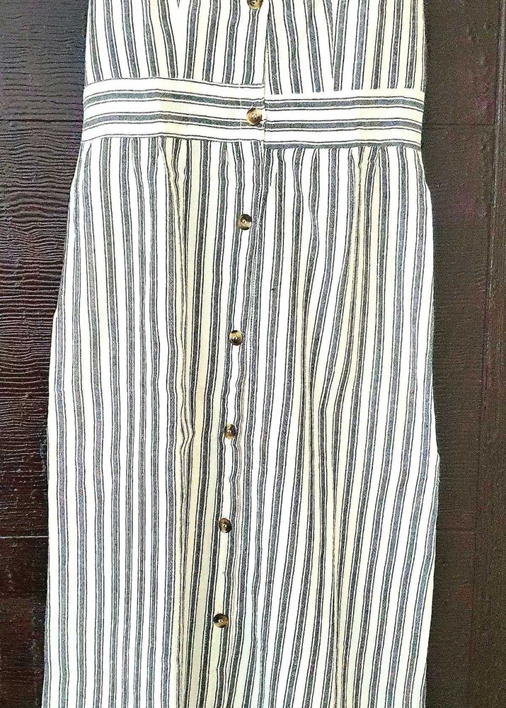 Striped Button-Down Maxi Dress