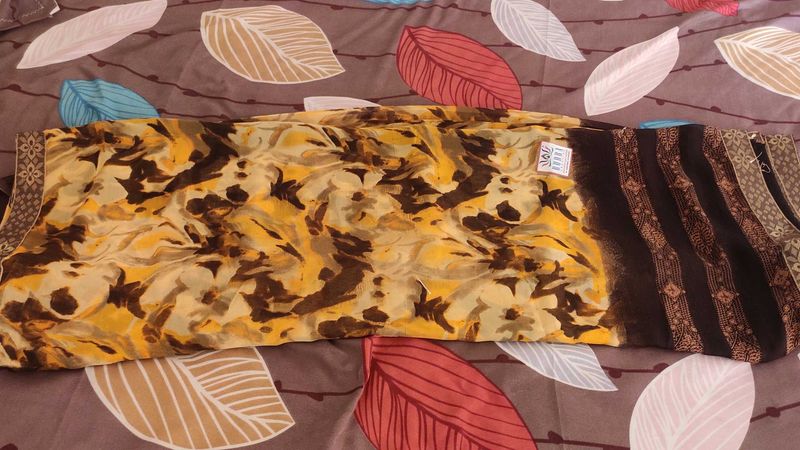 Brown Nd Yellow Soft Fabric Saree
