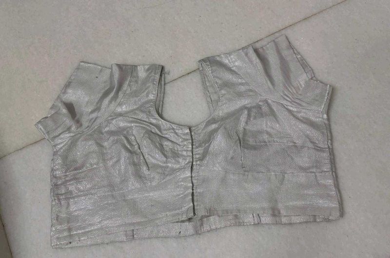 Light Silver Shiny Blouse