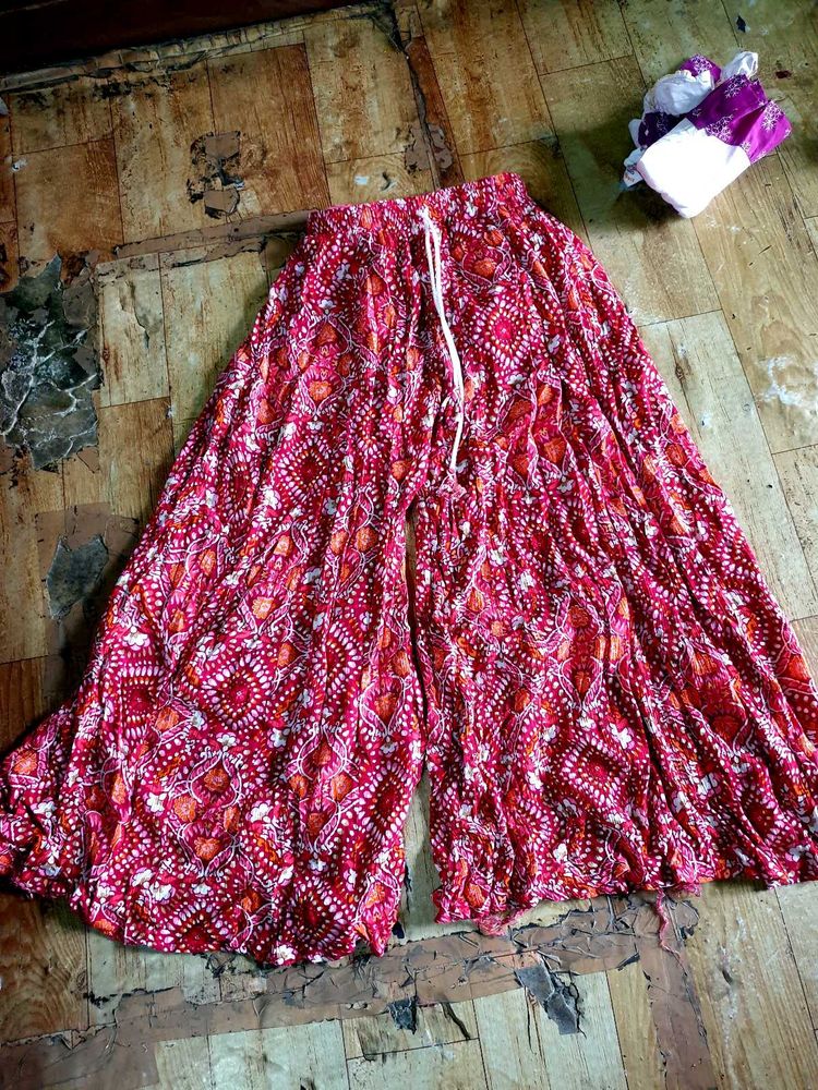 Red Patterned Palazzo Pants