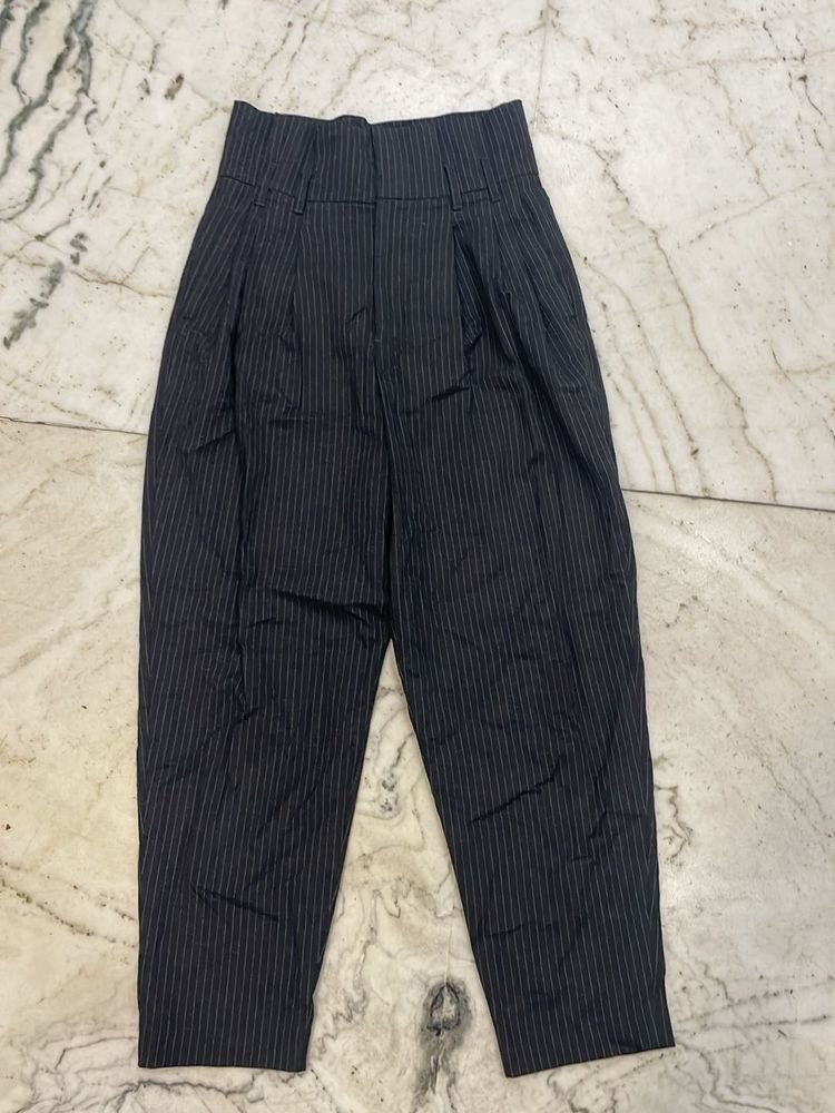 ZARA Striped High-Waisted Pants