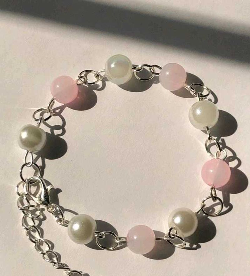 Pearl &amp; Pink Bead Bracelet