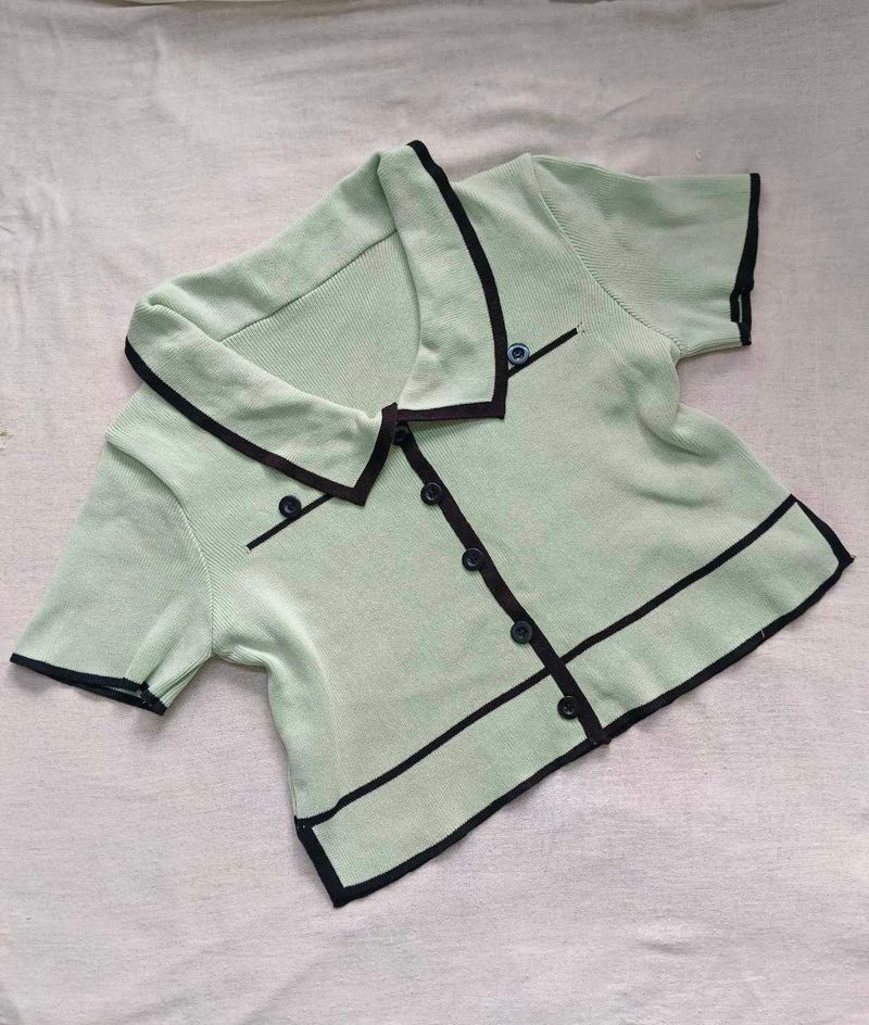 Mint Green Cropped Cardigan