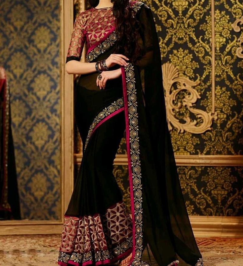 Embroidery Saree With Blouse Piece