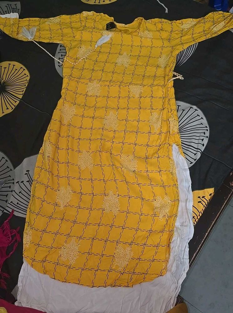 Yellow Print Kurti