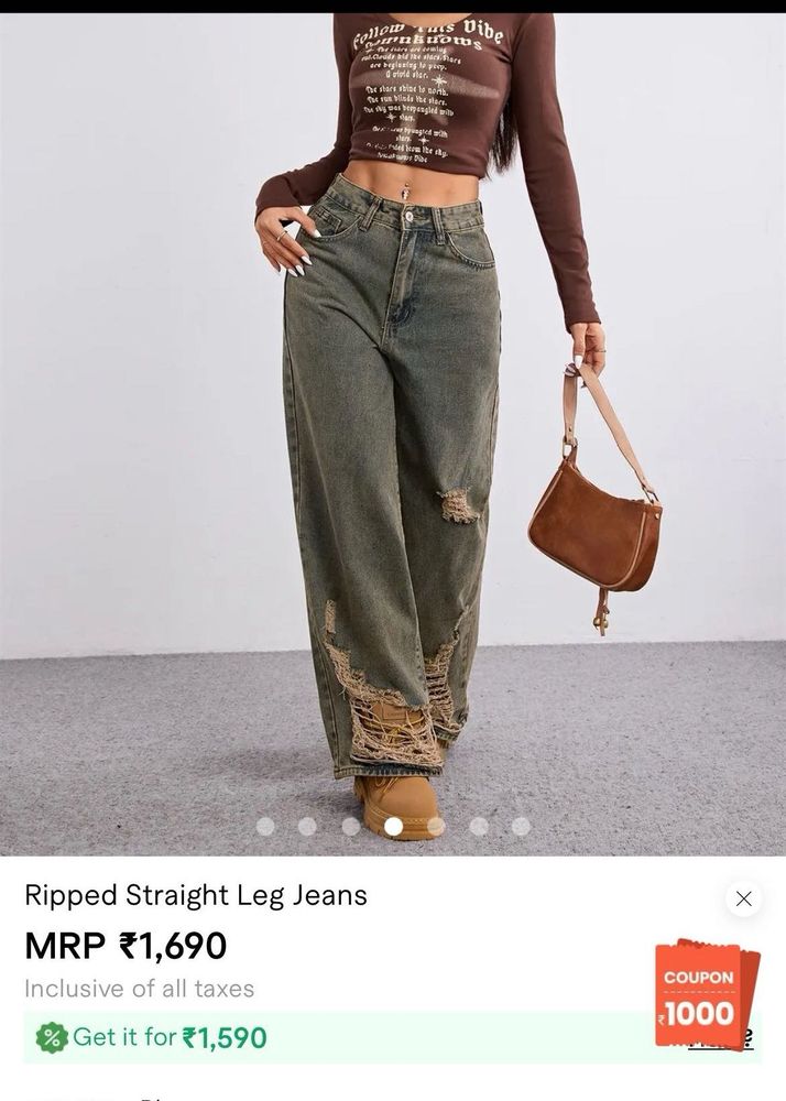 Ripped Straight Leg Jeans