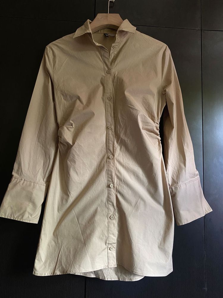 ✨ H&amp;M Gathered Poplin Shirt Dress 👗