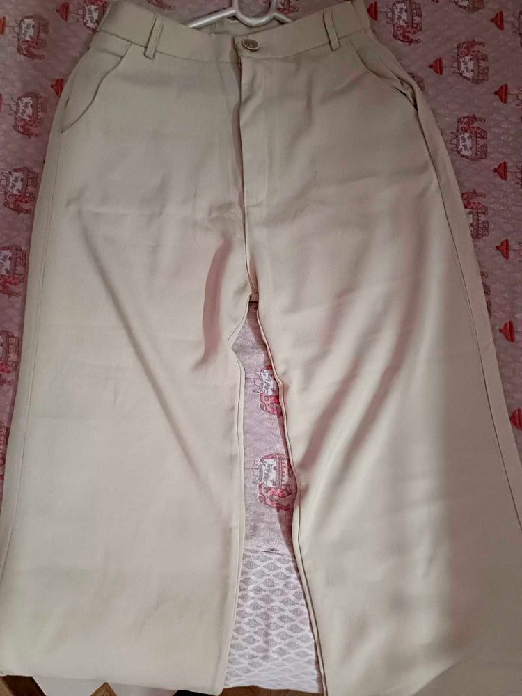 Cream Wide Leg Trousers