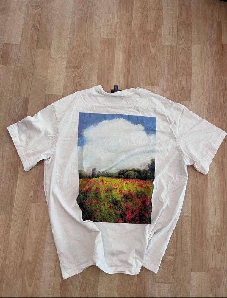 White Tee with Landscape Graphic
