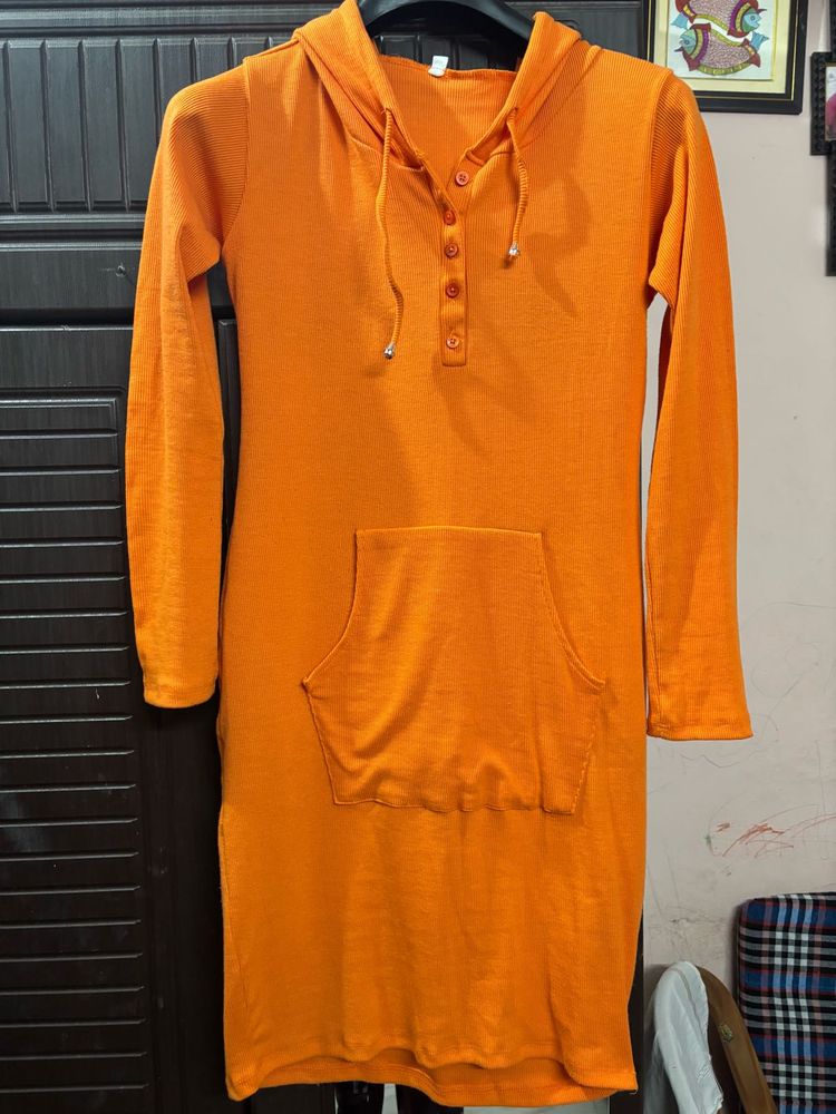 Orange Hoodie Dress