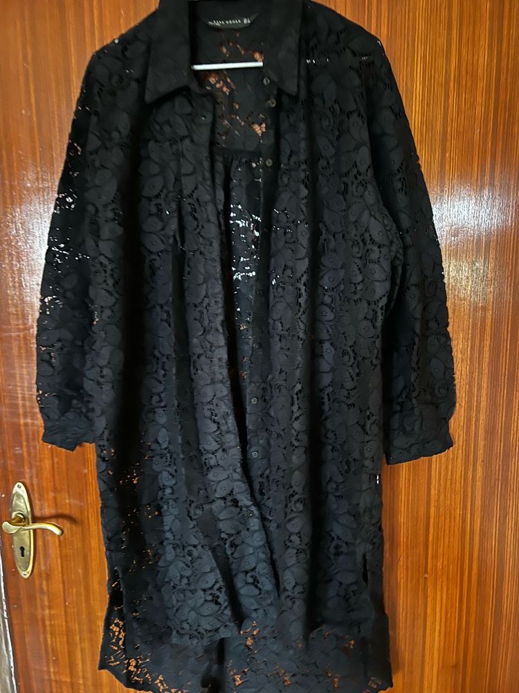 Black Lace Long Shirt