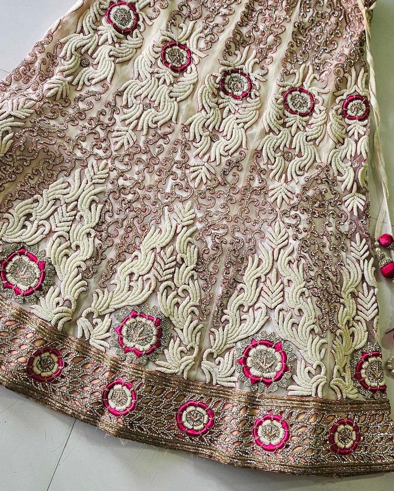 Elegant cream n pink Lehenga Choli