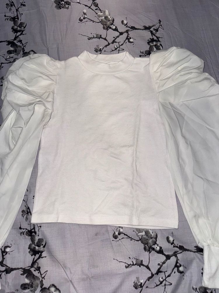 Baloon Sleeves Stylish White Top