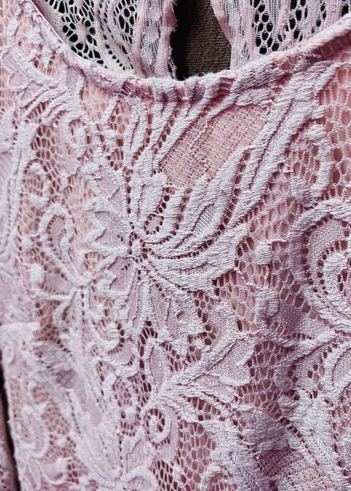 Pink Lace Bodysuit Top