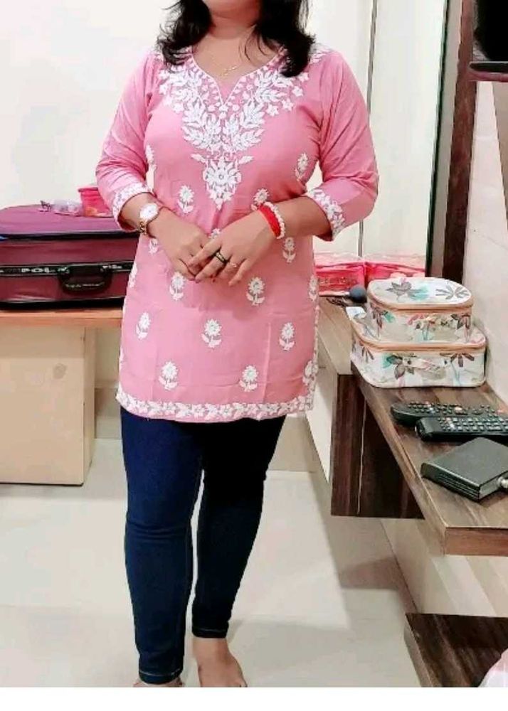 Pink Embroidered Kurta