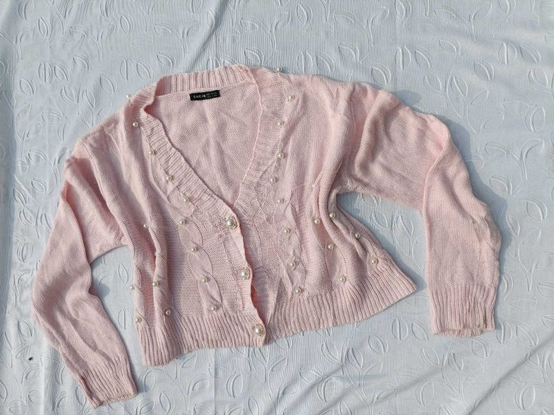 Shein Pearl Embellished Cardigan