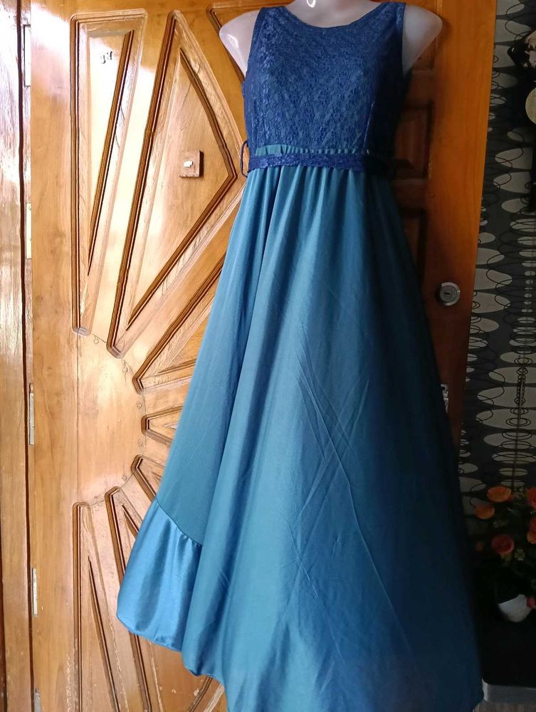 Elegant Blue Lace Top Dress