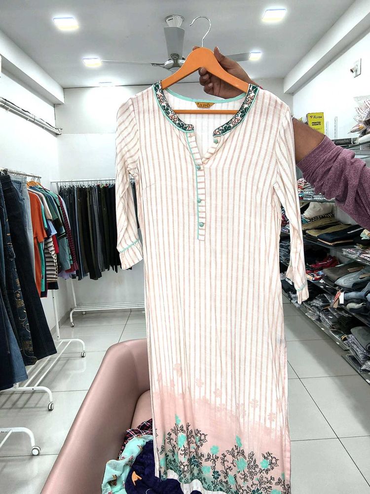 Striped White Kurta