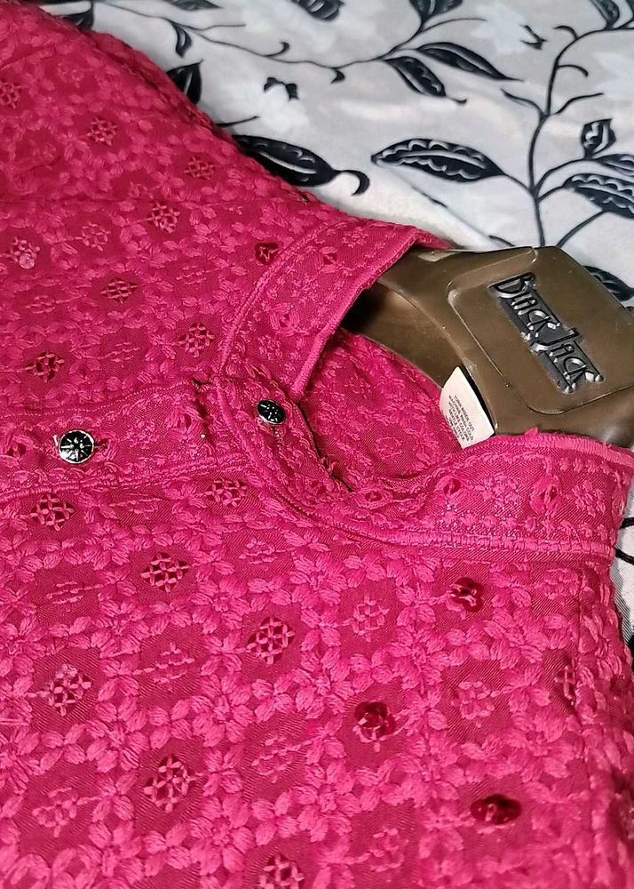 New Red Chikankari Kurta