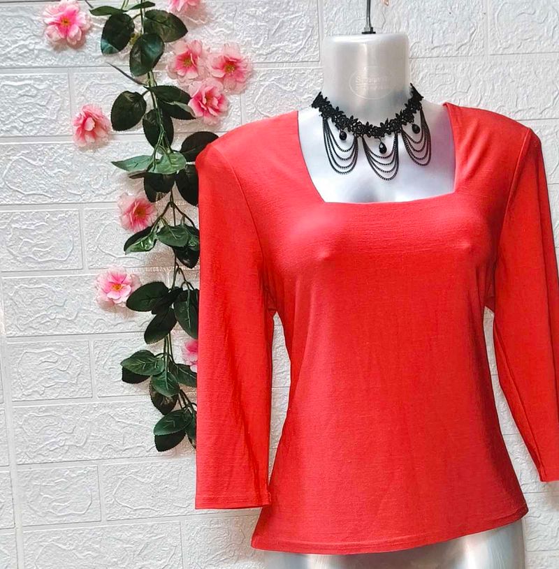 🎁Buy Two Get One Free🎁Red Square Neck Top