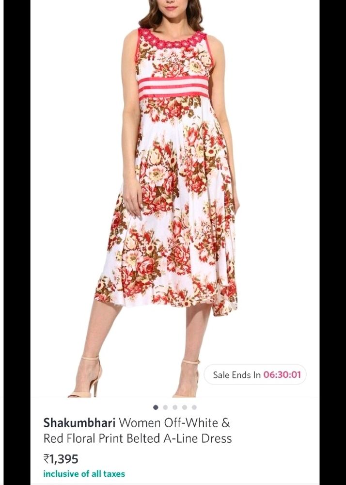 Myntra A-line Dress.. Sleeveless... Floral Print..