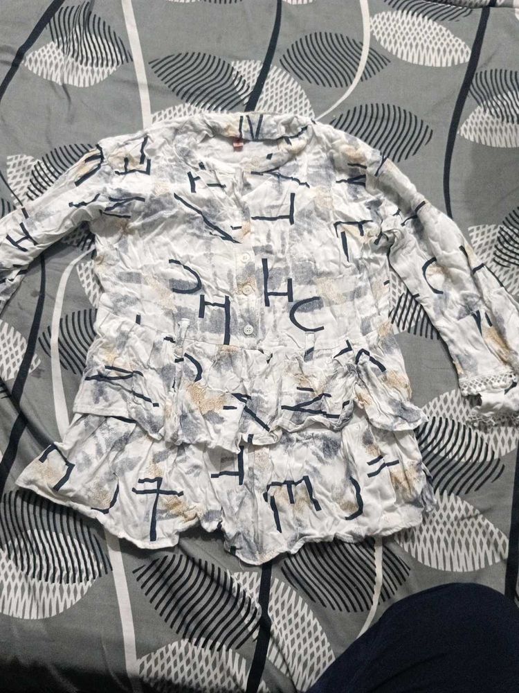 Patterned Ruffle Top