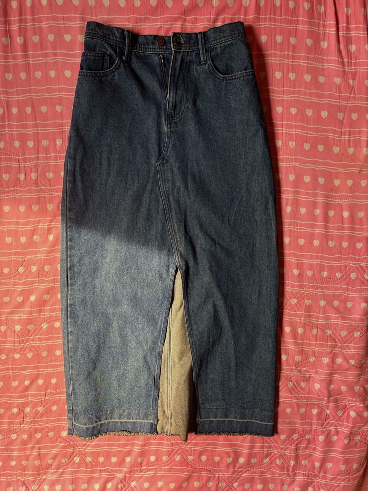 Denim Skirt With Slit