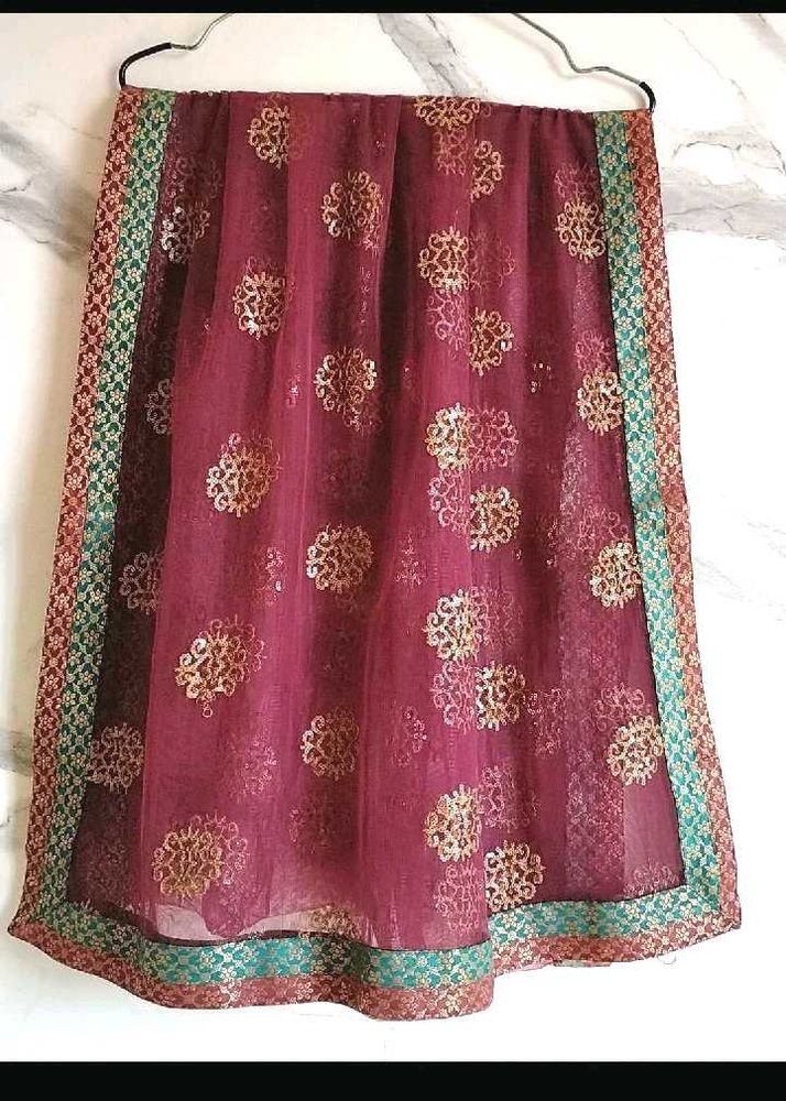 Elegant Maroon Net Dupatta