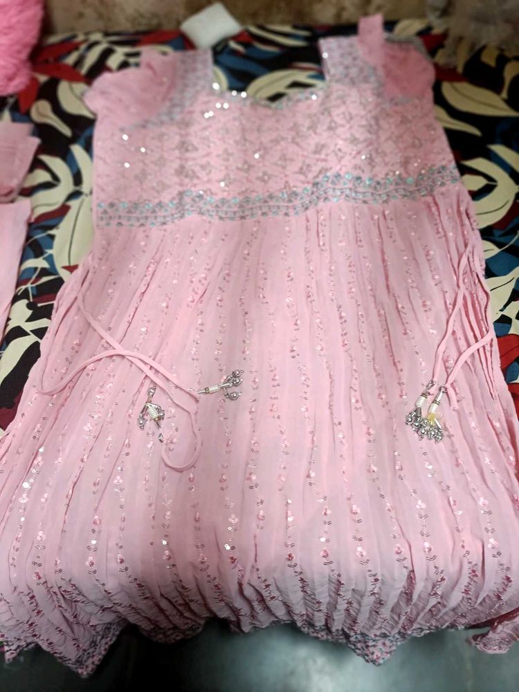 Pink Embellished Kurta Set