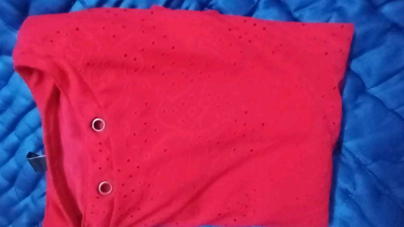 Red Eyelet Top