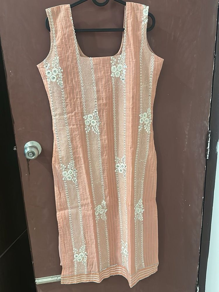 Peach Embroidered Kurta