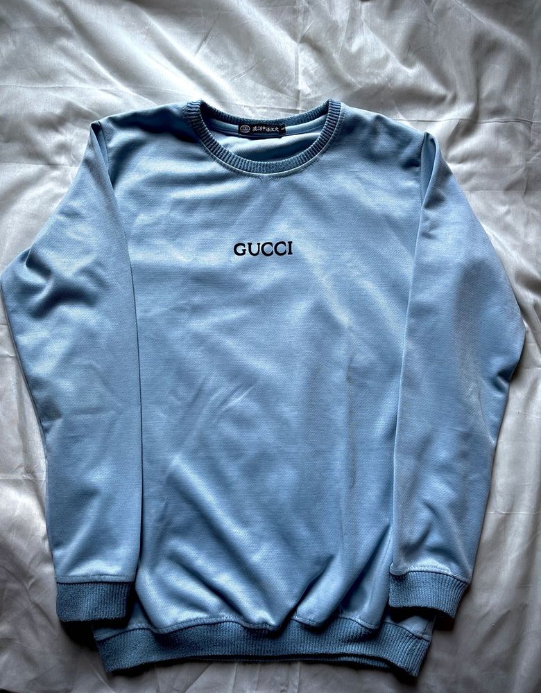 Light Blue Gucci Patch Sweatshirt