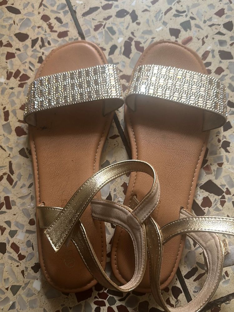 Gold Embellished Flats for 8-9 years