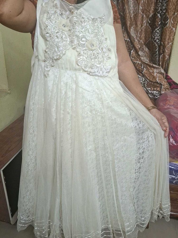 Elegant White full frock 🤍