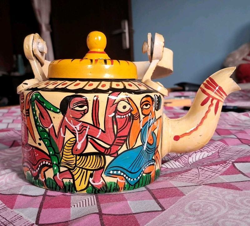 Handcrafted Painted Teapot from West Bengal