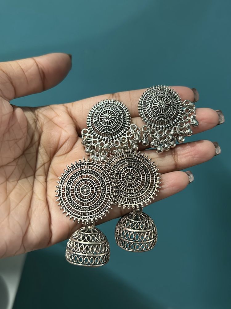 Pack of Two Oxidised Stud Earrings