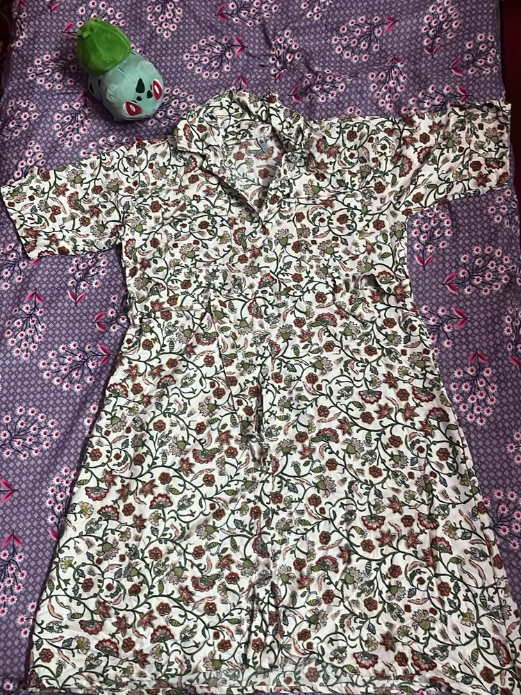 Floral Print Button-Down Dress