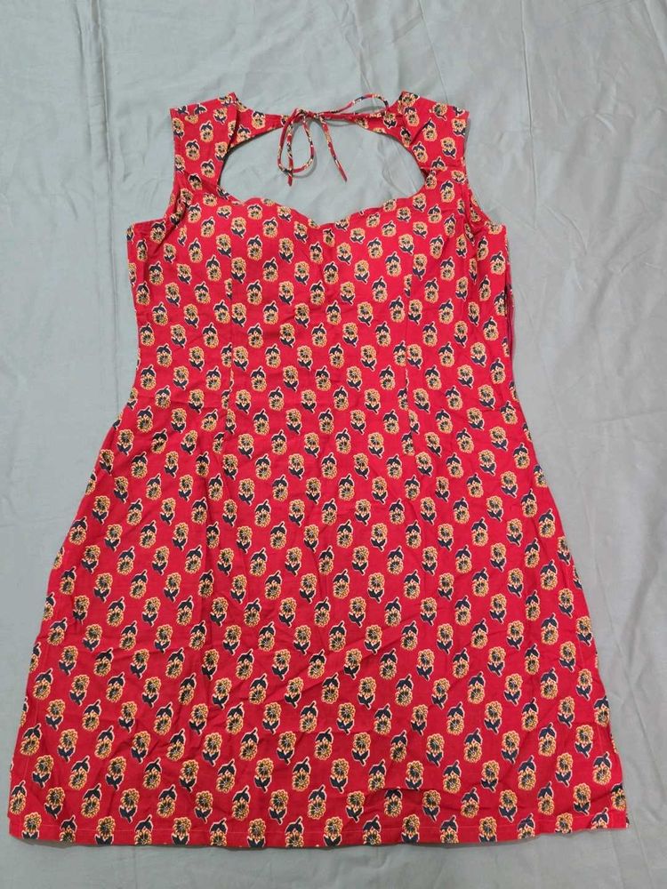 Red Printed Cotton Kurti